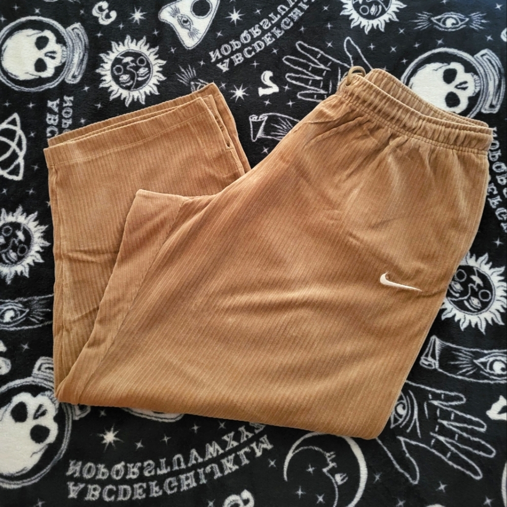 Nike Tan Ribbed Wide Leg Sweatpants~Womens 1x.